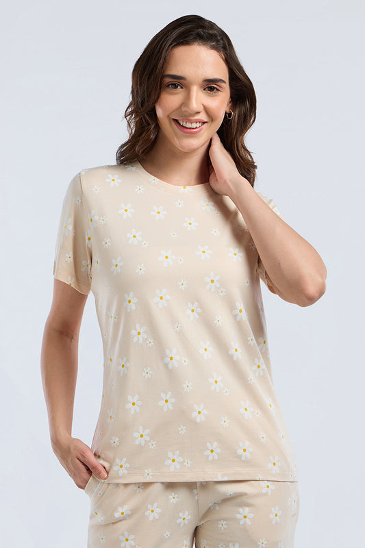 Scoop Neck Sleep Tee - Bloom day Print