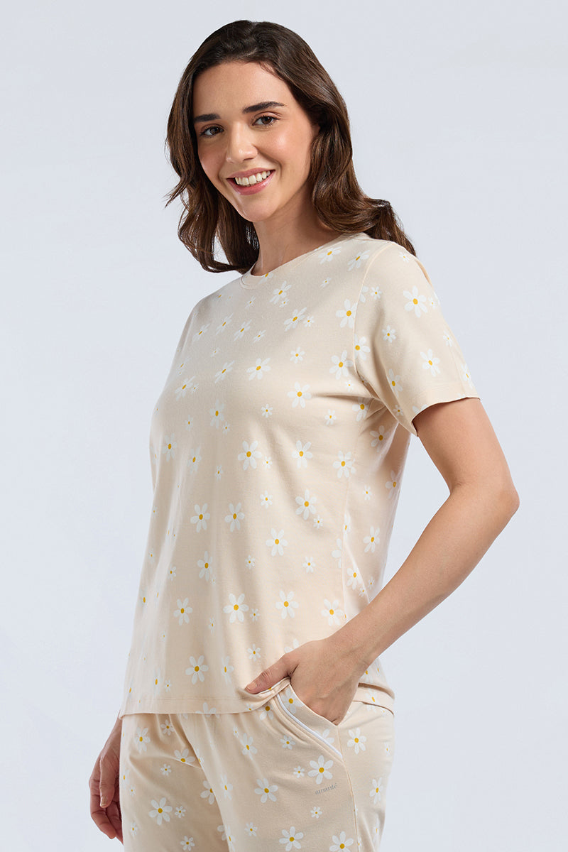 Scoop Neck Sleep Tee - Bloom day Print