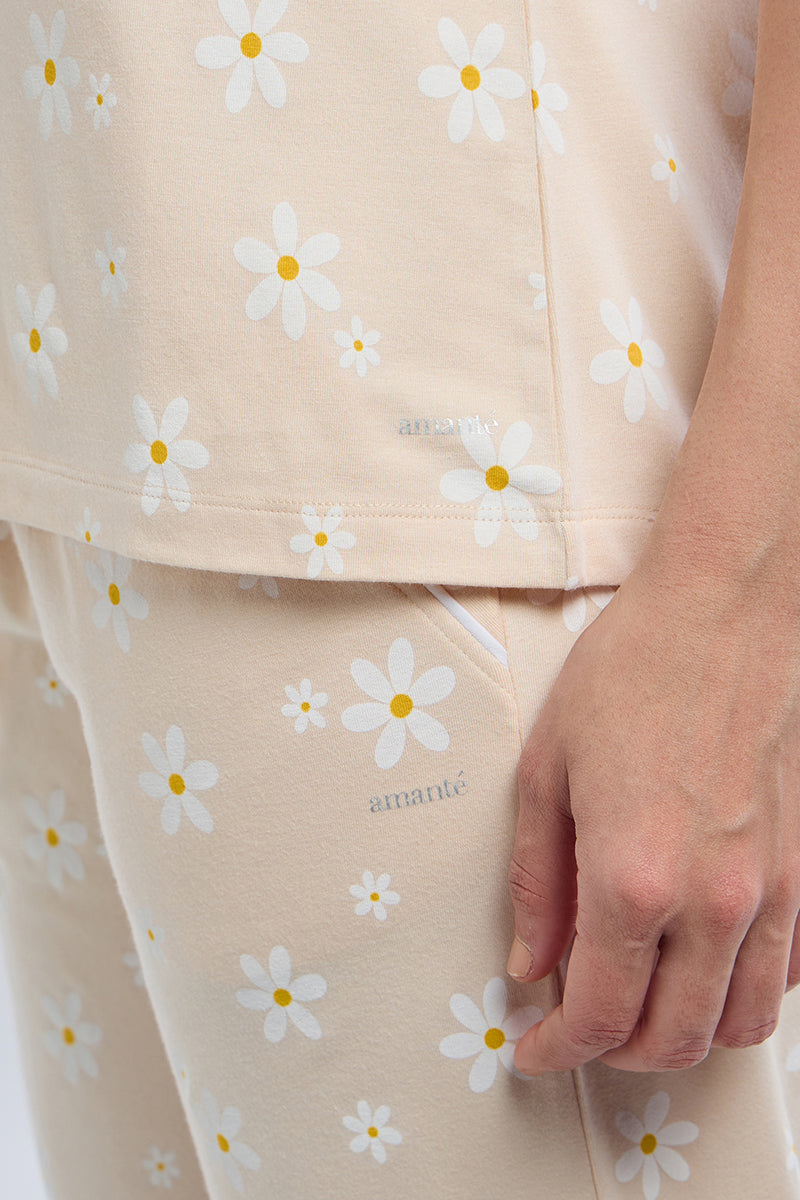 Scoop Neck Sleep Tee - Bloom day Print