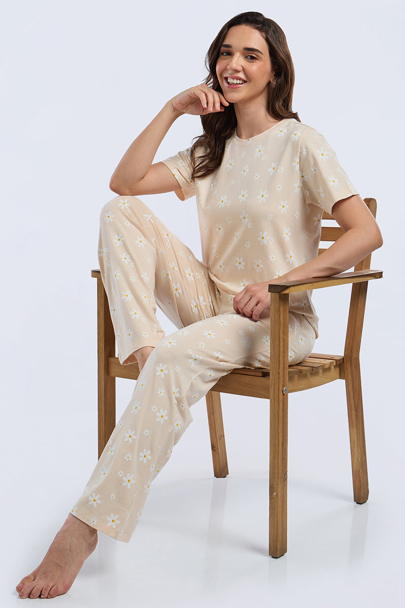 Scoop Neck Sleep Tee - Bloom day Print