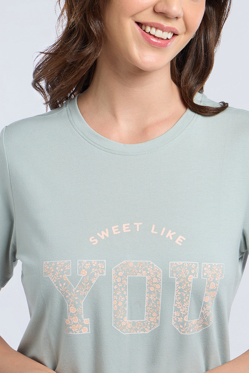 Scoop Neck Sleep Tee - Sugar Bloom Print