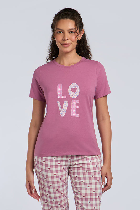 Scoop Neck Sleep Tee - Love In Bloom Print