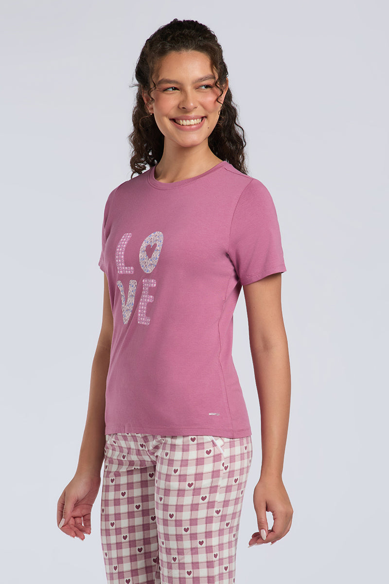 Scoop Neck Sleep Tee - Love In Bloom Print
