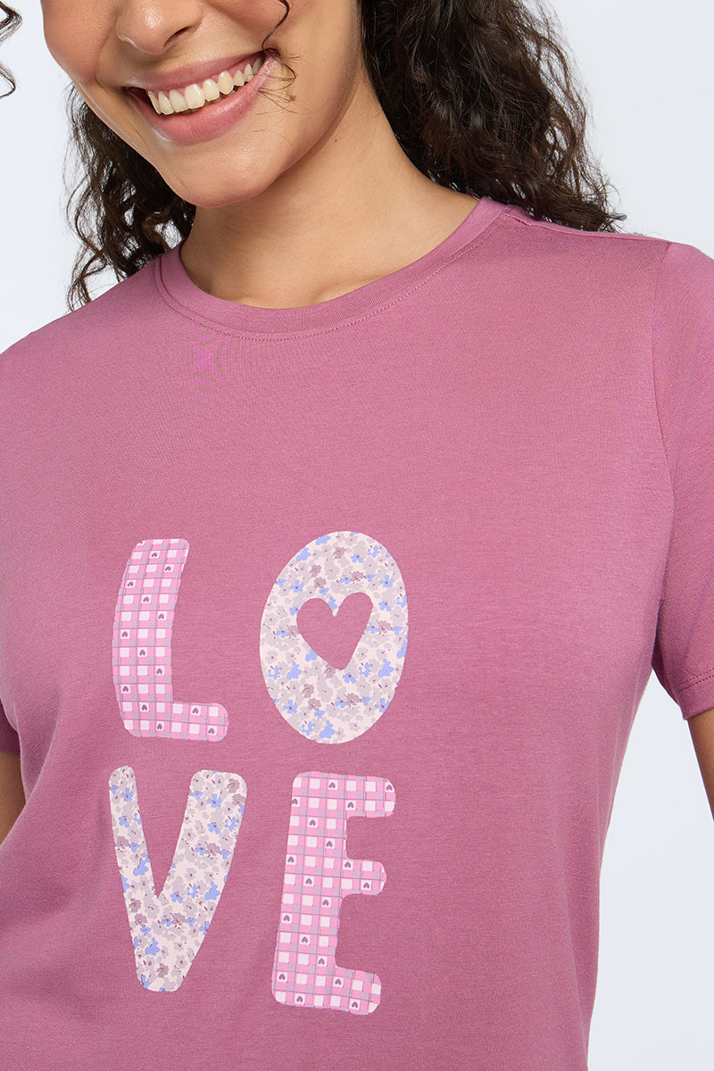 Scoop Neck Sleep Tee - Love In Bloom Print