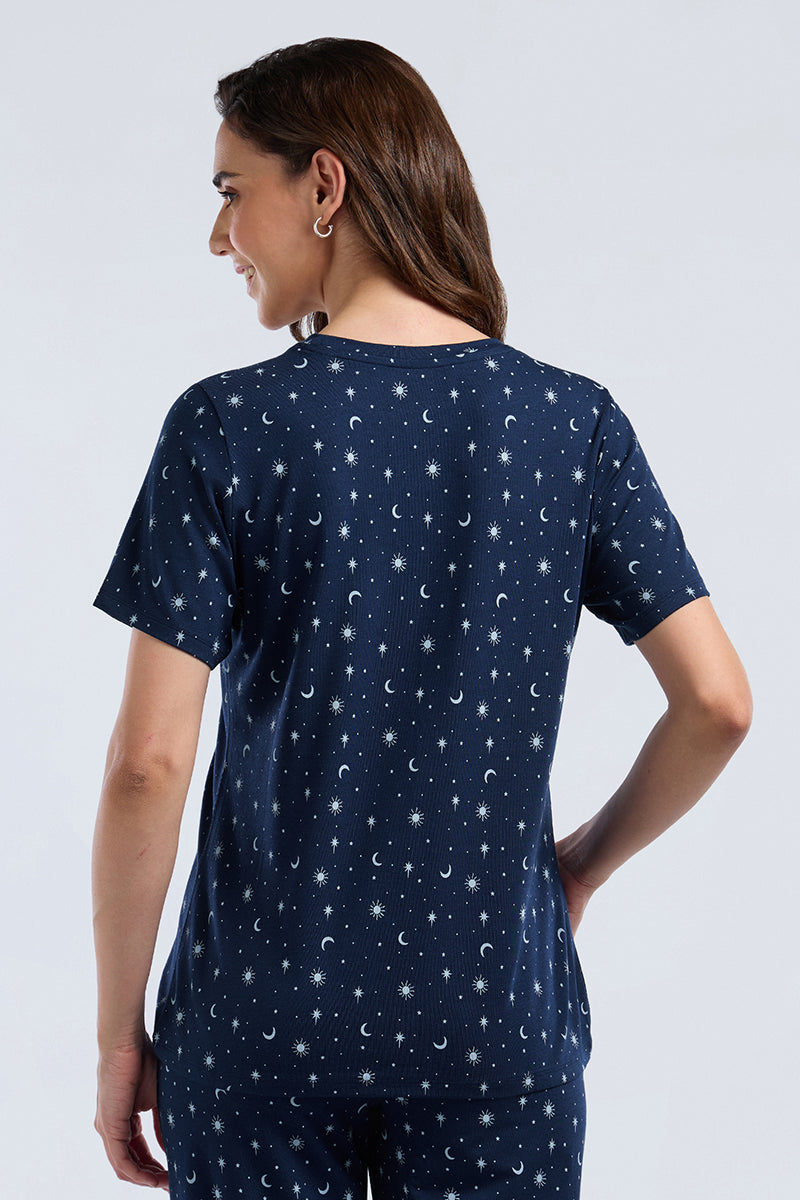 Scoop Neck Sleep Tee - Stardust Dreams Print