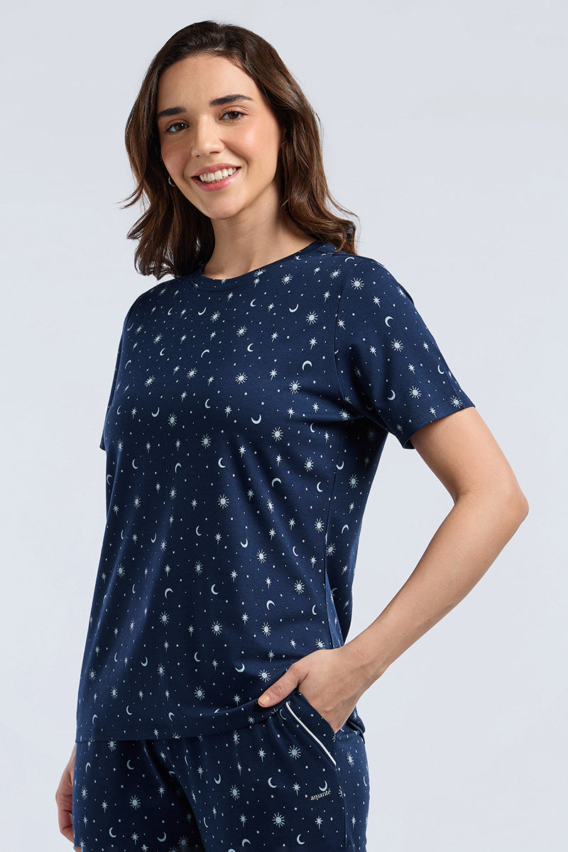 Scoop Neck Sleep Tee - Stardust Dreams Print