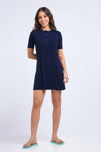 AQUABREEZE FLARED SWIM DRESS - New Navy thumbnail 1