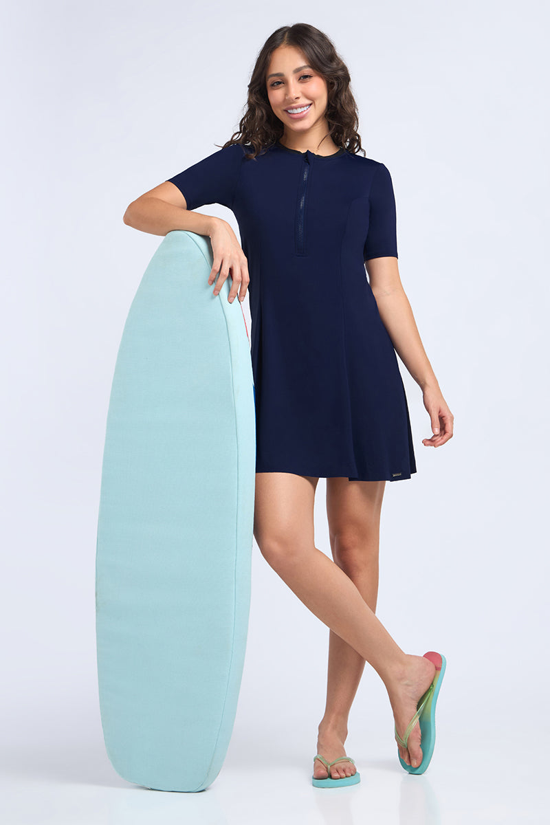 AQUABREEZE FLARED SWIM DRESS - New Navy - Image 6 of 7