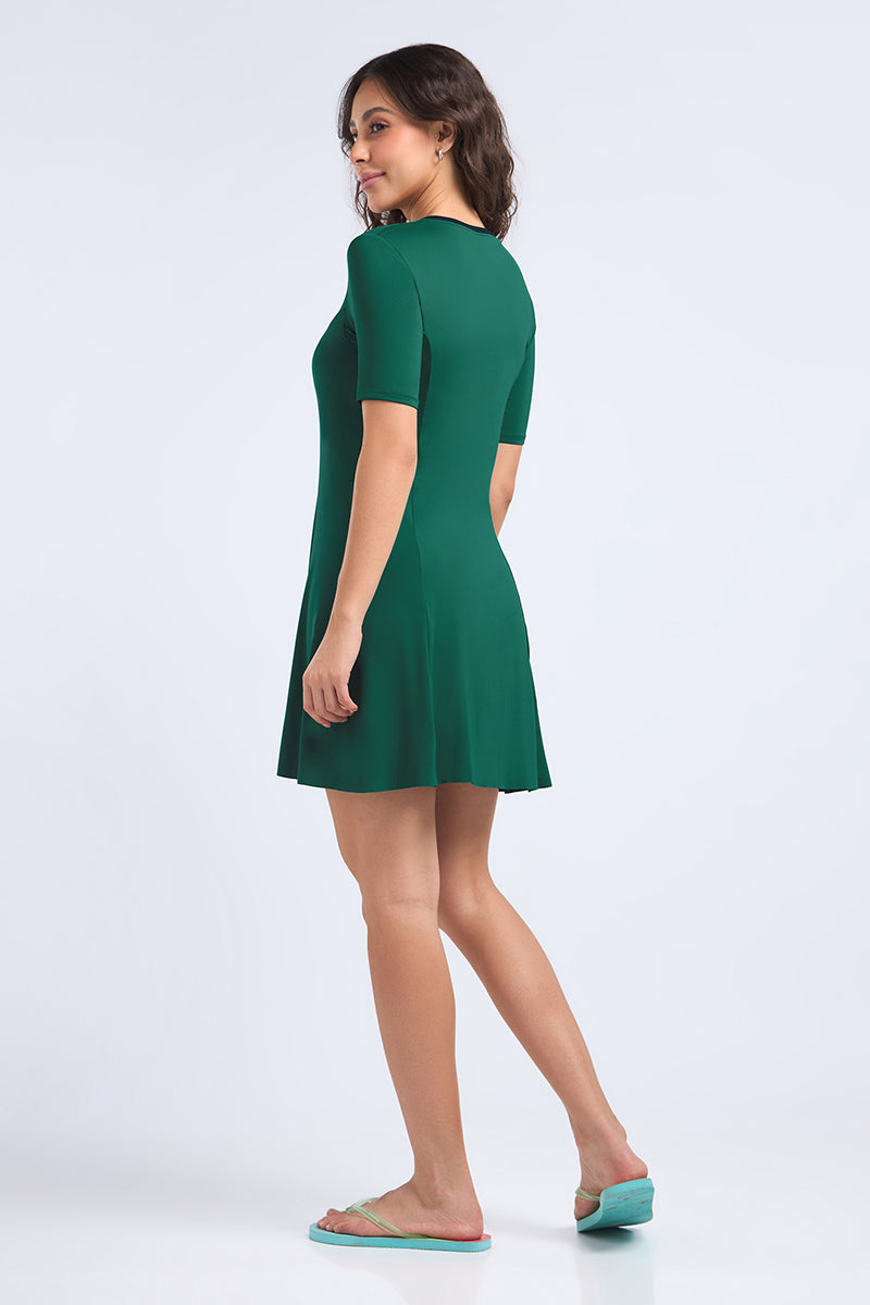 AQUABREEZE FLARED SWIM DRESS - Opal green - Image 3 of 7