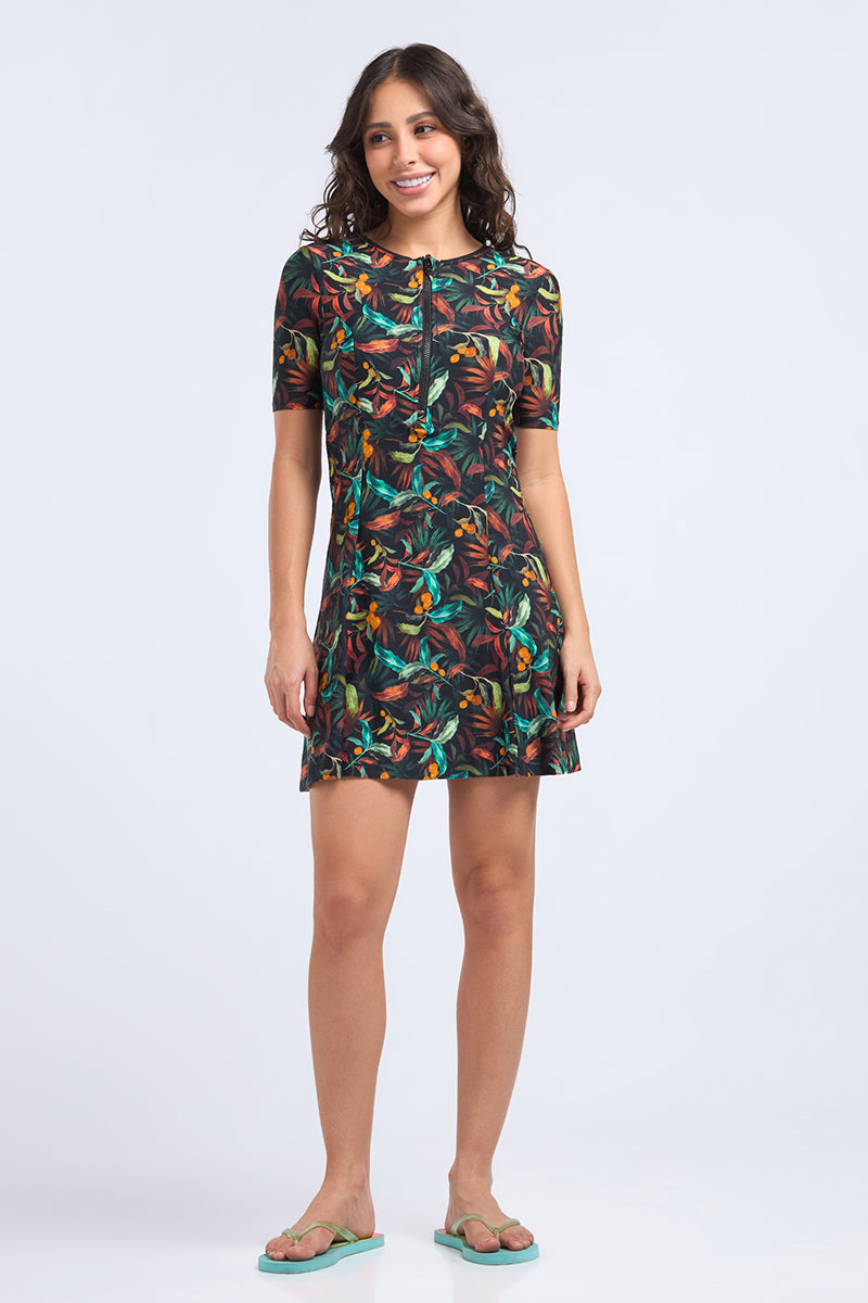 AQUABREEZE FLARED SWIM DRESS - Power Tropical Print - Image 1 of 6