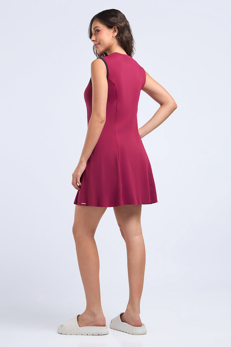 AQUABREEZE SLEEVELESS SWIM DRESS - Chokeberry
