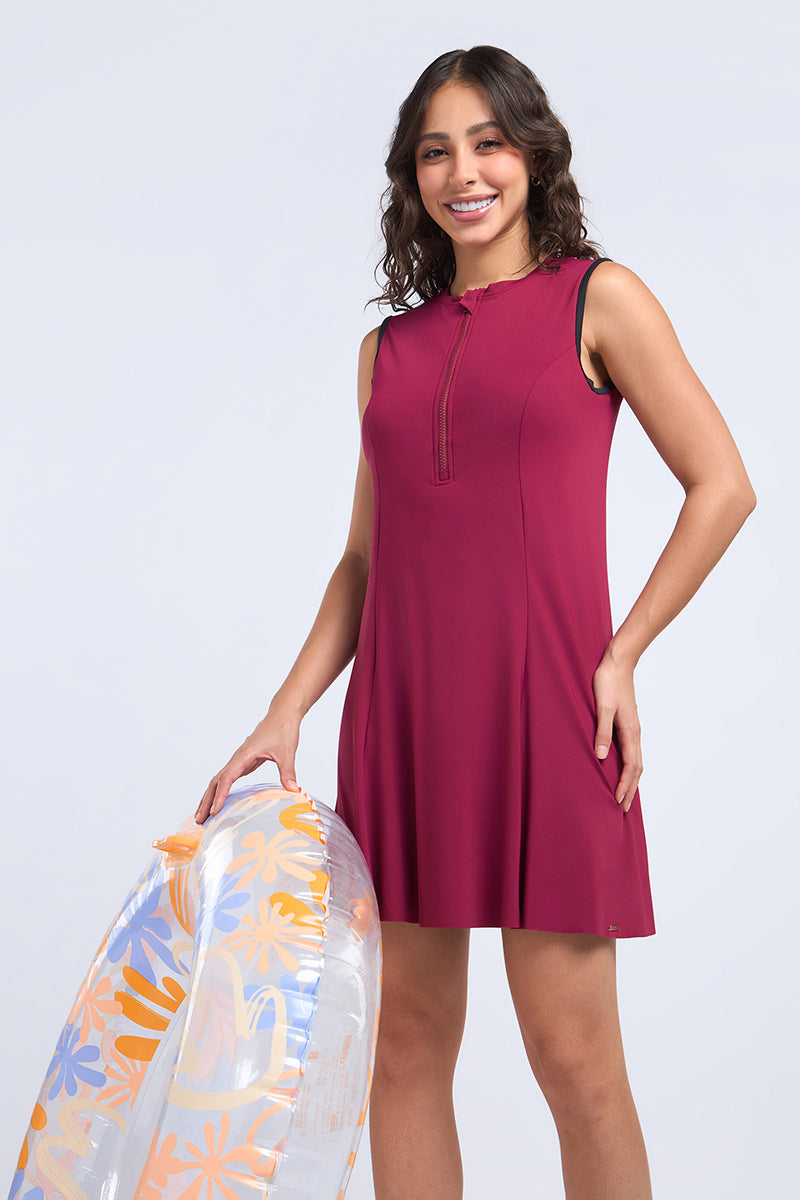 AQUABREEZE SLEEVELESS SWIM DRESS - Chokeberry