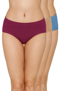 Inner Elastic Full Coverage Mid Rise Hipster Panty (Pack of 3) - color option