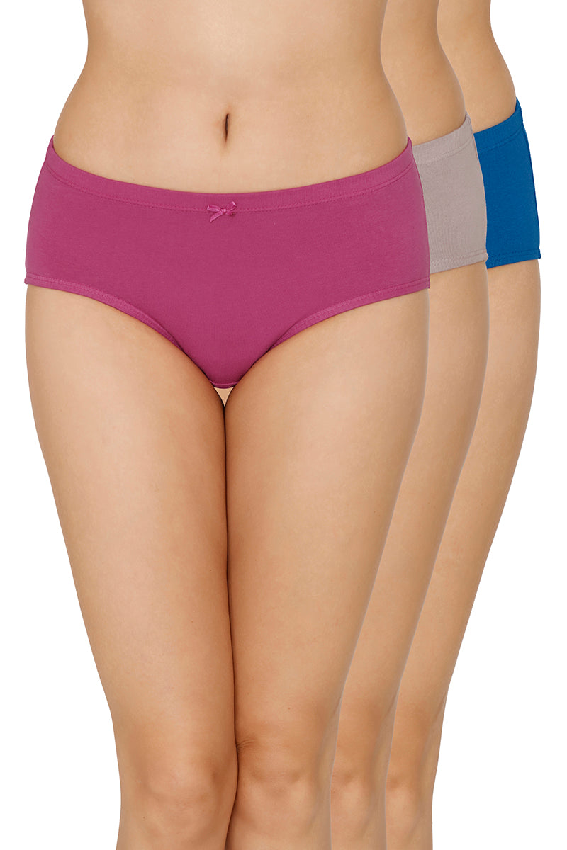 Inner Elastic Full Coverage Mid Rise Hipster Panty (Pack of 3)