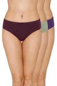 Inner Elastic Full Coverage Mid Rise Bikini Panty (Pack of 3) - color option