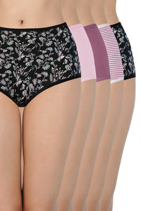 Assorted High Rise Full Brief (Pack of 5) - Black Pink Pr - color option