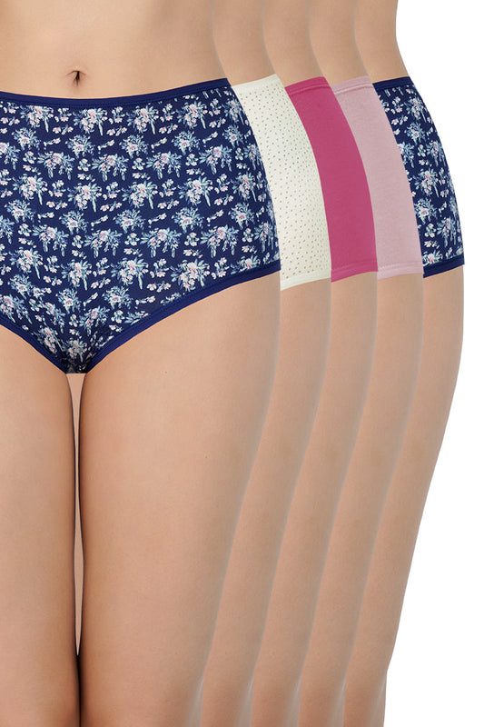 Assorted High Rise Full Brief (Pack of 5) - Navy Pr