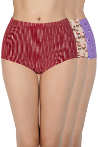 Printed High Rise Full Brief (Pack of 3) - color option