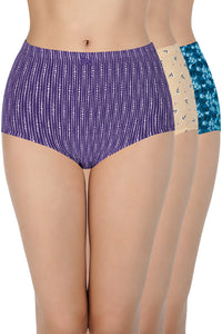 Printed High Rise Full Brief (Pack of 3) - color option