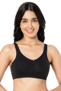Cotton Daily Support Solid Non Padded Non-Wired Bra - Black thumbnail 1