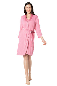 Satin Edge Robe - Cashmere Rose thumbnail 1
