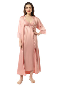 Eternal Bliss Full-length Satin Robe - Mellow Rose thumbnail 1