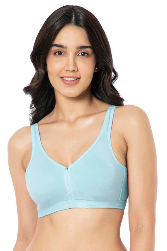 Cotton Chic Support Solid Non Padded Non-Wired Bra - Porcelain Blue