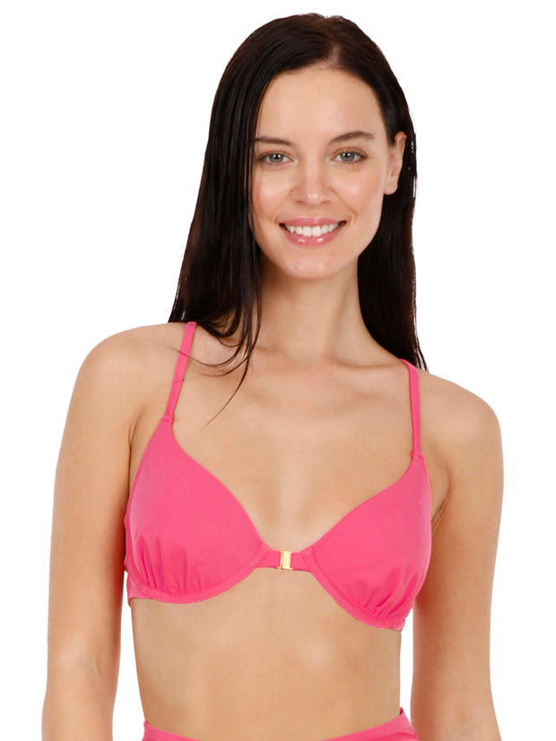 Front Closure Racerback Bikini Top - Fandango Pink Color