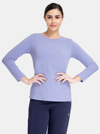 Essential Long Sleeve Round Neck T-Shirt - Infinity Blue Marl - color option