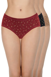 Print Low Rise Hipster Panties (Pack of 3) - color option
