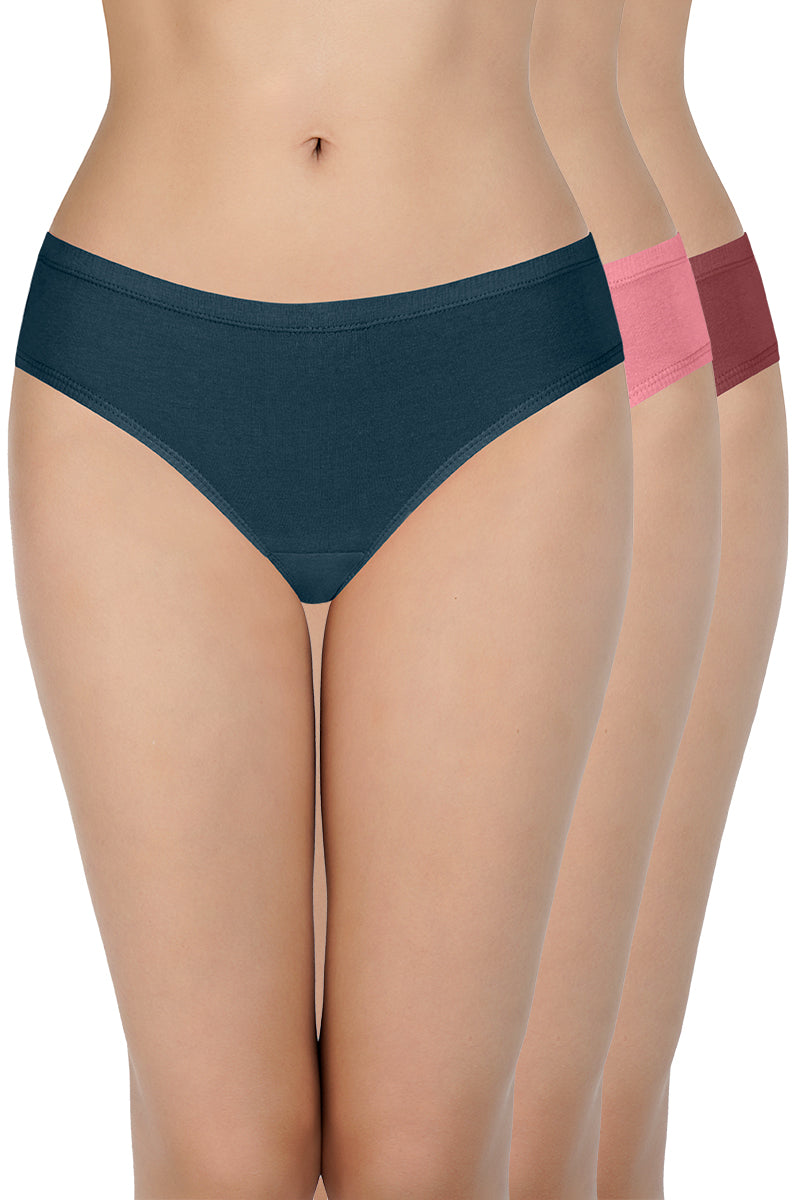 100% Cotton Bikini Panty Pack (Pack of 3) - D002 - Solid - Image 1 of 6
