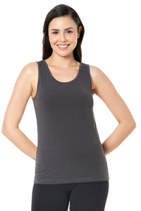 Broad Strapped Body Hugging Tank Top - Grey Pinstripe - color option