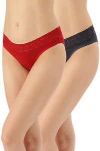 Solid Lace Trim Bikini (Pack of 2) - color option