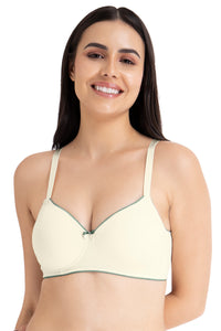 Casual Chic Solid Padded Non-Wired T-Shirt Bra - Whitesmoke-Cedar - color option