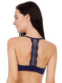 Navy Color Front Closure Racerback Bikini Top thumbnail 2