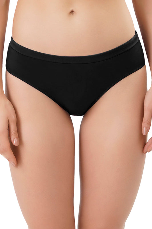 Satin Edge Low Rise Bikini Panty - Black
