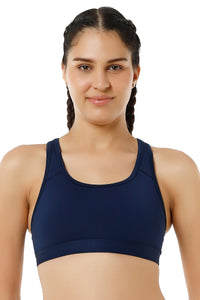 Energize Medium Impact Round Neck Sports Bra - Pageant Blue - color option