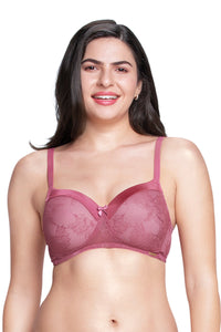 Satin Touch Padded Non-Wired Lace Bra - Malaga thumbnail 1