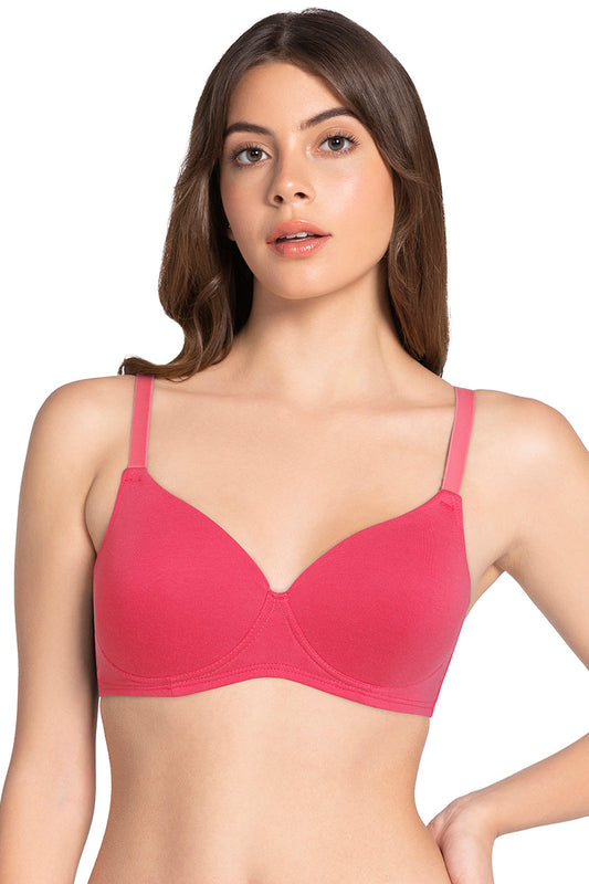 Cotton Dream Padded Non Wired T-shirt Bra - Bright Coral