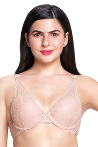 High Apex Lace Padded wired Bra - Misty Rose thumbnail 1
