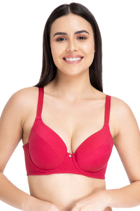 Smooth Definition Padded Wired Full Coverage T-Shirt Bra - Persian Red - color option