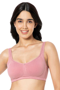 Cotton Super Support Solid Non Padded Non-Wired Bra - Mesa Rose - color option
