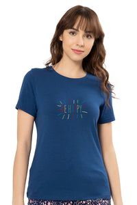 Scoop Neck Sleep Tee - Navy Peony - color option