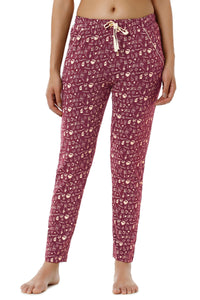 Full Length PJ Bottom - Burgundy Coffee Print - color option