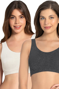 All Day Lounge Non-padded & Non-wired Bra Pack of 2 - D. Grey_Oatm. Marl thumbnail 1