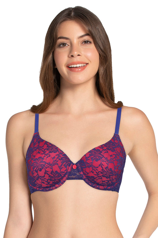 Lace Dream Padded Wired Lace Bra - Royal Blue_N.P