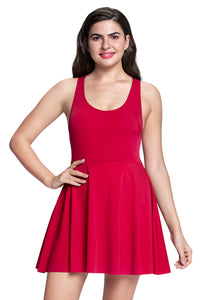 Round Neck Padded Swim Dress - Bull Fight - color option