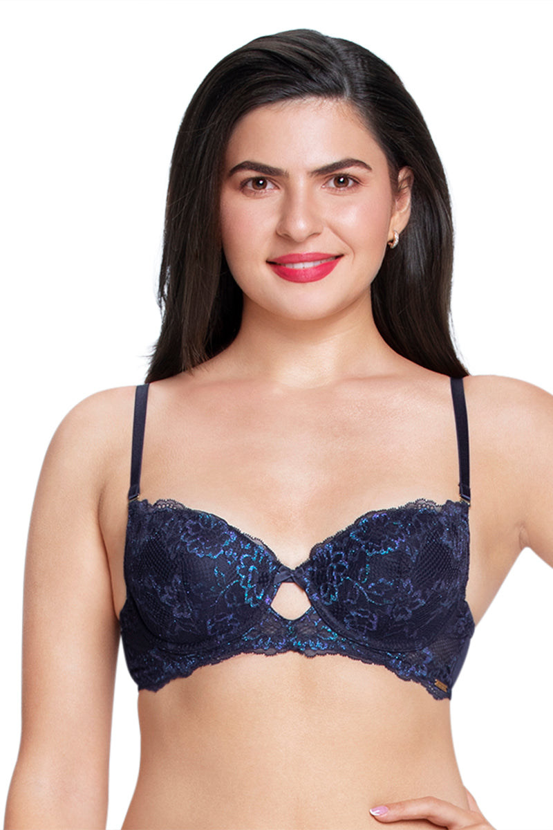 Twilight Dream Padded wired Lace Bra - Evening Blue