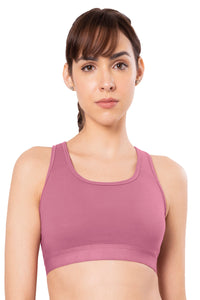 Energize Medium Impact Round Neck Sports Bra - Heather Rose thumbnail 1