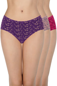 Printed Mid Rise Hipster (Pack of 3) - color option